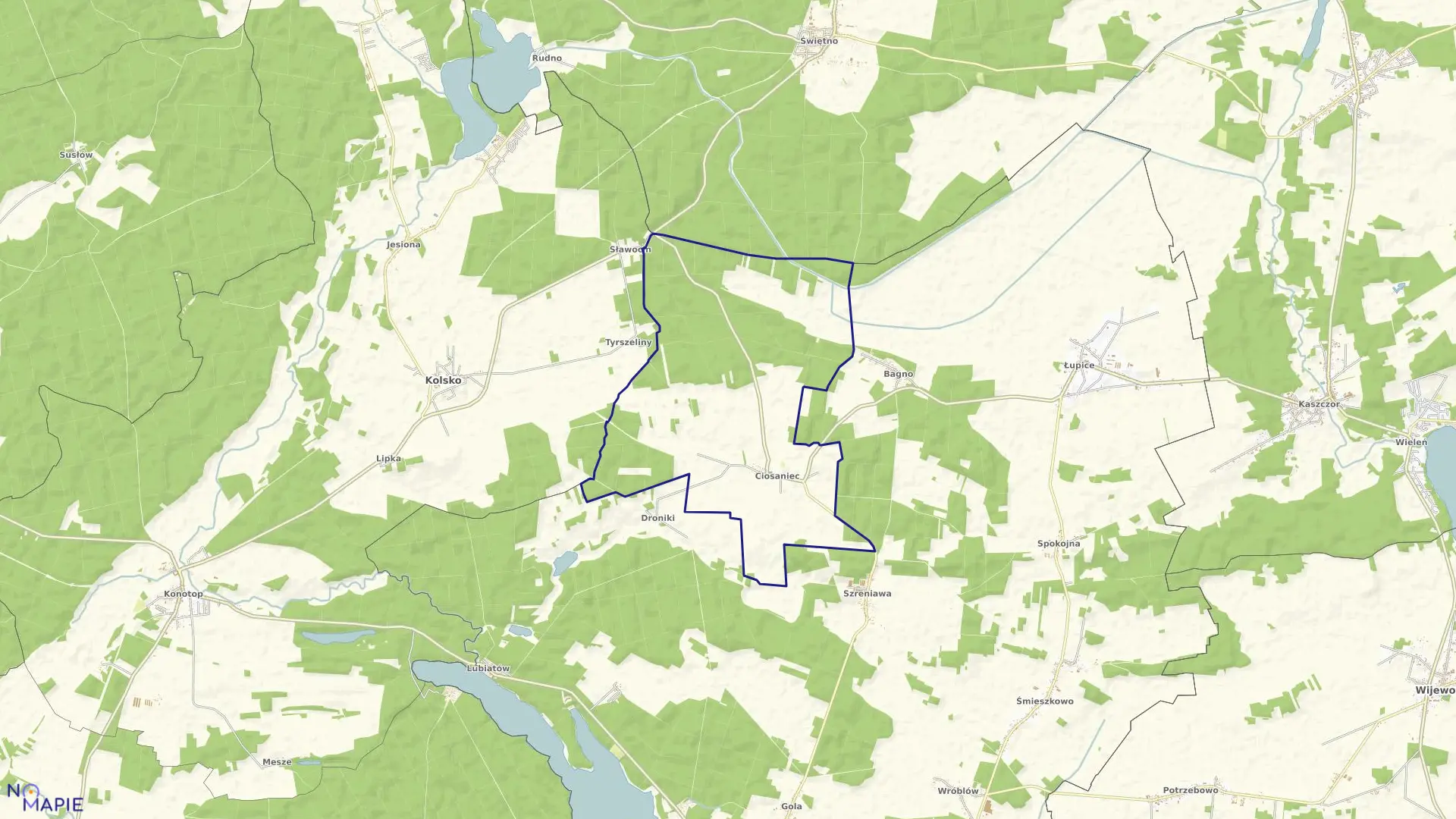Mapa obrębu CIOSANIEC w gminie Sława