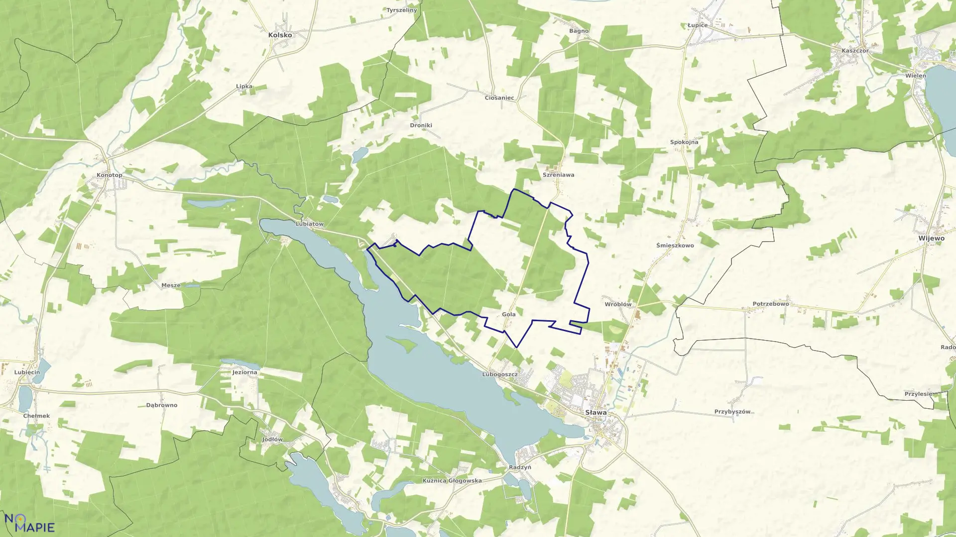 Mapa obrębu GOLA w gminie Sława