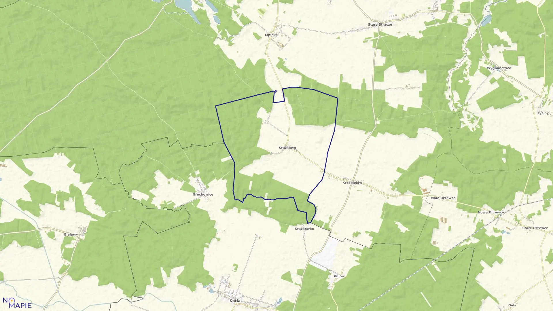 Mapa obrębu KRĄŻKOWO w gminie Sława