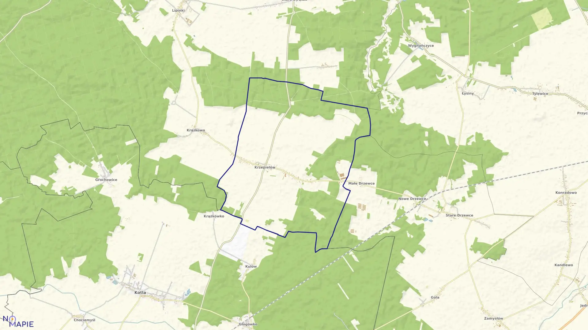 Mapa obrębu KRZEPIELÓW w gminie Sława