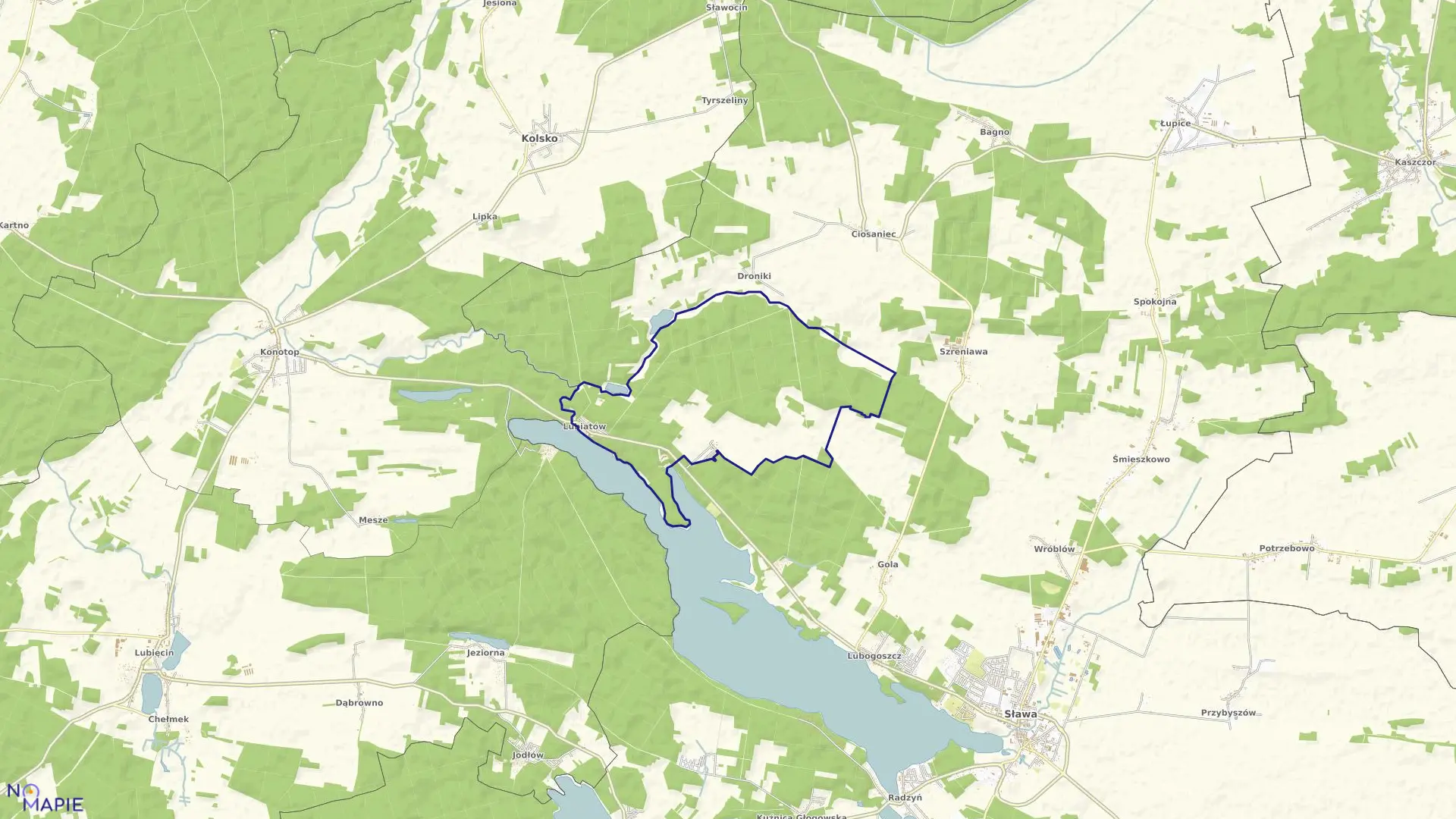 Mapa obrębu LUBIATÓW w gminie Sława