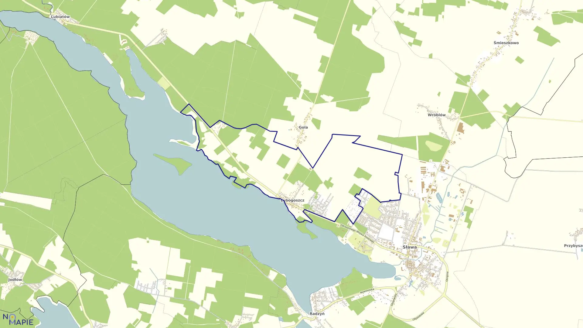 Mapa obrębu LUBOGOSZCZ w gminie Sława