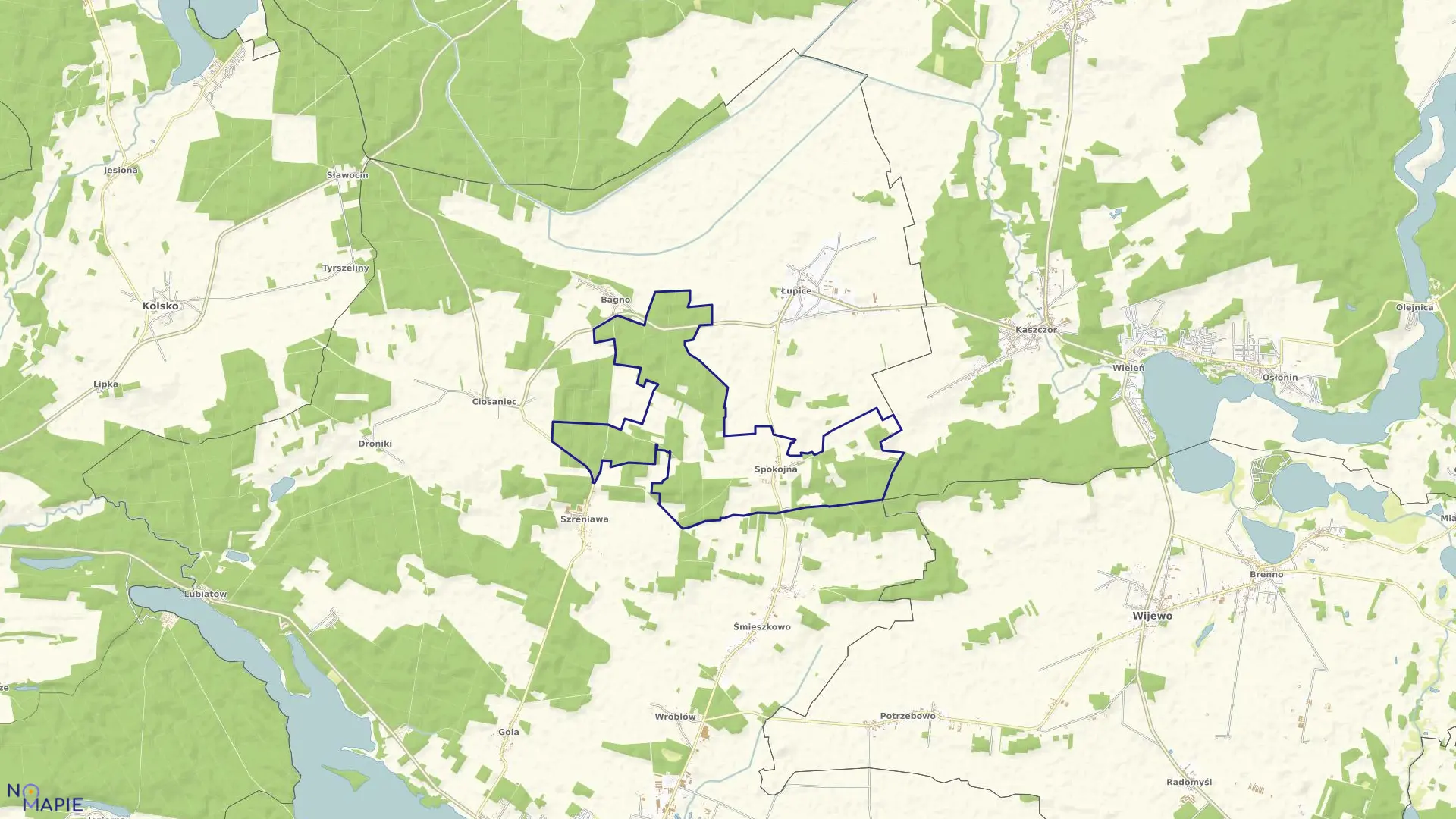 Mapa obrębu SPOKOJNA w gminie Sława